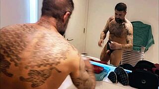 Dirty Guy Gets Wild and Horny in Bathroom Shower Scene With Gay Action