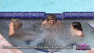 pussy licking and ass toys heat up spring break by the pool