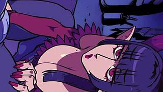 vampira passionately sucks cum in this hentai scene