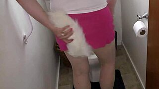 Pin the tail on the slut and watch her piss while sucking master's cock