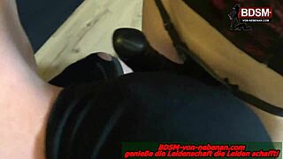 German femdom lady teaches strapon lesson in bdsm.
