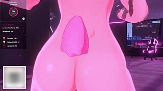 Bunny vtuber in anime dominates with big futa cock