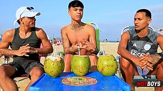 we're fucking our friend in a wild 3some with big cocks 😈