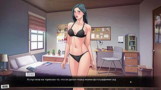 Complete gameplay - our red string part 23 with pierced nipples slut tattoo fingering nude natural tits masturbation outdoor monster cock.