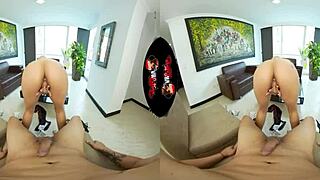 Damn! Beautiful Latin babe undresses and fucks hard in VR Latina!