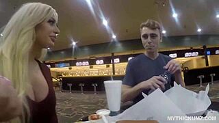 Busty blonde's bubble butt pounded hard after bowling