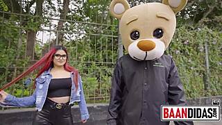 My heart races seeing Rosario Red, that horny redhead, ride hard in the studio. Milky Bear can't resist her wild hotel pounding!