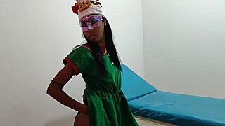 sensual female elf fantasizes at christmas