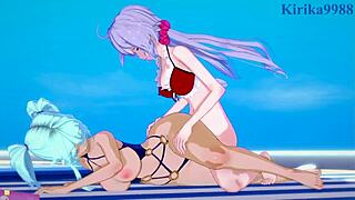 Cagliostro, Chris Yukine, and Maria Cadenzavna Eve dive into intense futanari action in Symphogear hentai. It’s wild!