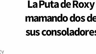 slutty roxy sucks two dildos doggy