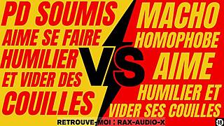 A dominant French master humiliates a weak gay subordinate