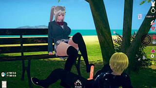 Bright AI Girl in 3D Hentai - Blonde JK Erotic Play