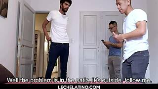 big dick latinos in hot gay threesome, cum everywhere