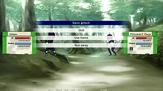 ninja slut with big tits gives handjob in jikage