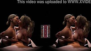 VReal 18K Double Titfuck with Cum and Dirty Tongue Kiss in CGI 3D Threesome FFM with Harley Quinn and Alexa