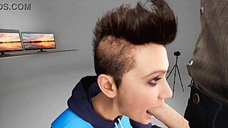 Teen 18+ in 3d hentai gives sloppy deepthroat blowjob