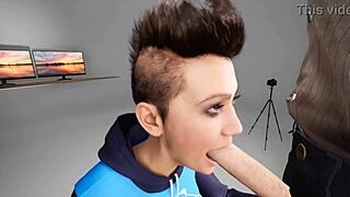 Teen 18+ in 3d hentai gives sloppy deepthroat blowjob