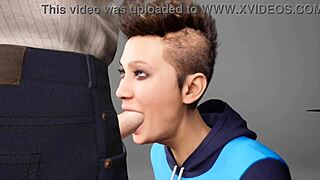 Teen 18+ in 3d hentai gives sloppy deepthroat blowjob