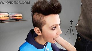 Teen 18+ in 3d hentai gives sloppy deepthroat blowjob