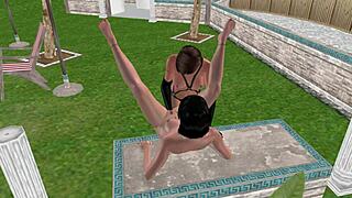 3D Lesbian Girl Fists On Table