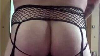 Bisexual crossdresser enjoys anal insertion with dildo