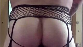 Bisexual crossdresser enjoys anal insertion with dildo