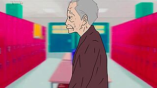 an old teacher fucks sleeping alya in the girls locker room in russian hentai cartoon parody