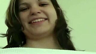 watch jewelz, that petite brunette, undressing and sucking on a hard dick with teasing