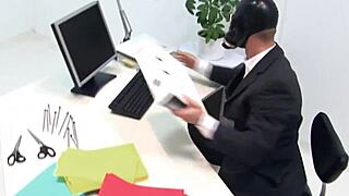 the chesty blonde babe in lingerie gags on a hard shaft