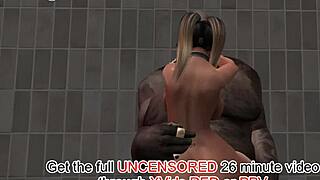 Beautiful 3D animated video with big-boobed BBW and pigtails