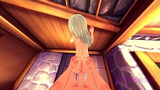 Trap Elf Maid Washes And Teases In Anime