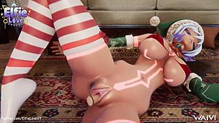 hentai vtuber elfie love, christmas suit dildo action in 3d vrchat?